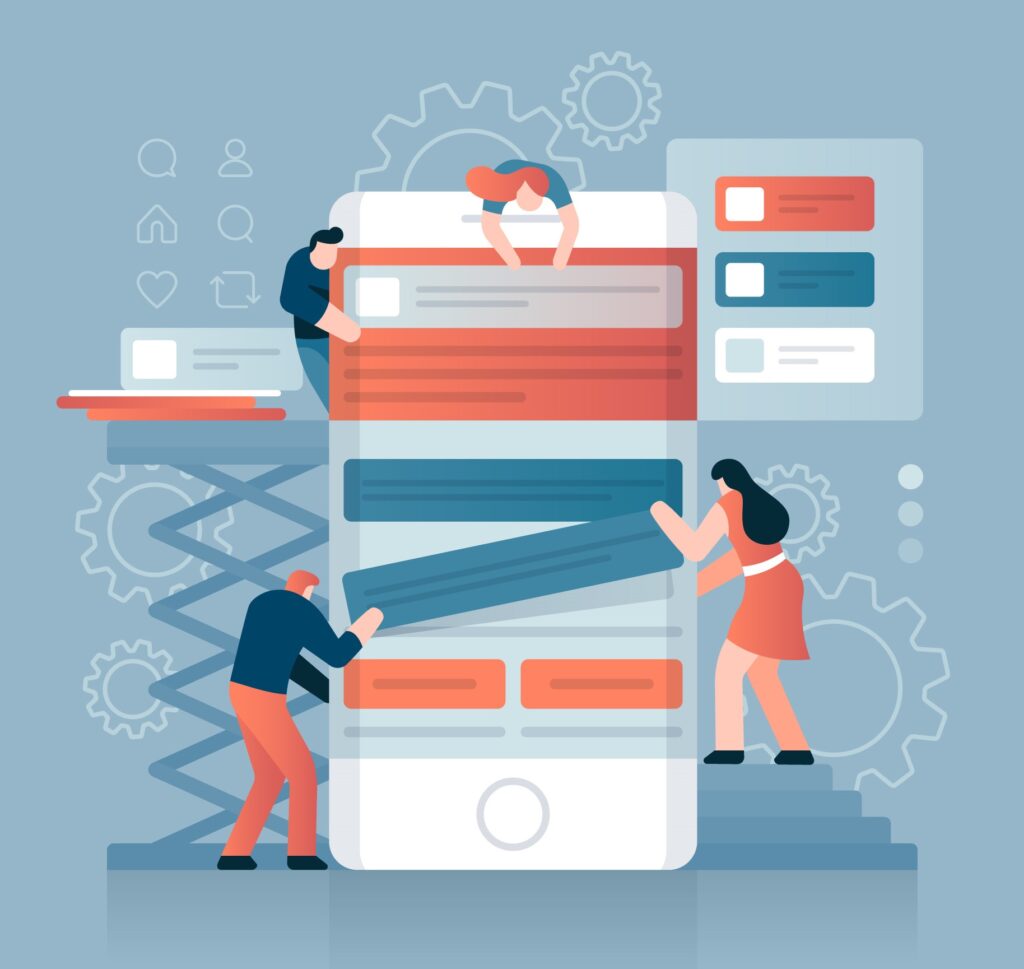 App developer updating mobile app, ensuring continuous improvements and user satisfaction.