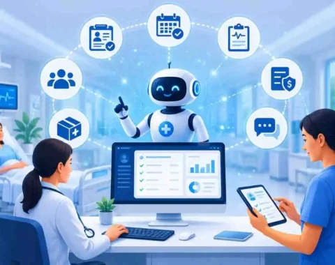 AI for Workflow Automation in hospitals helping healthcare staff manage patient scheduling, registration, clinical documentation, billing, and communication.